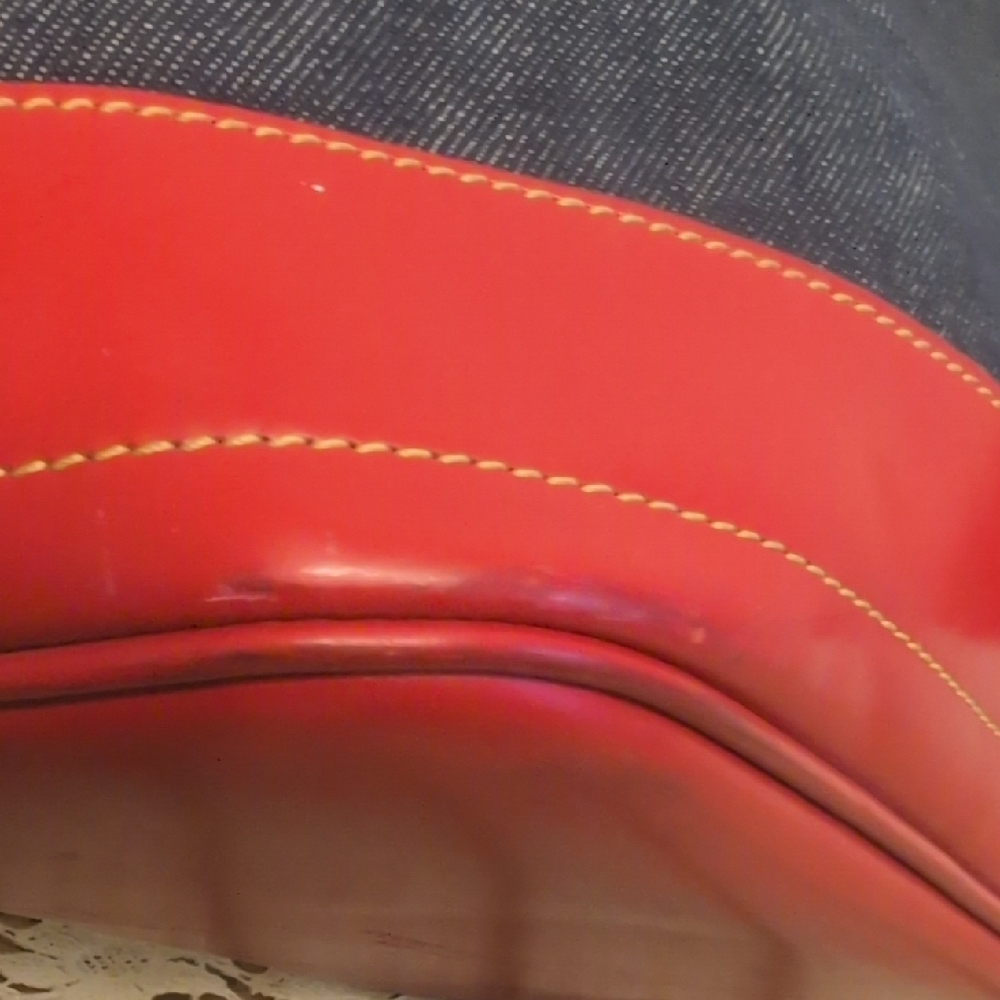 Red and Blue Denim Bucket Bag - Picture 11 of 12